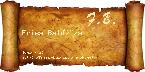 Friss Balázs névjegykártya